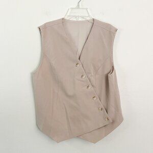 modern asymmetrical vest tank top khaki beige button down M